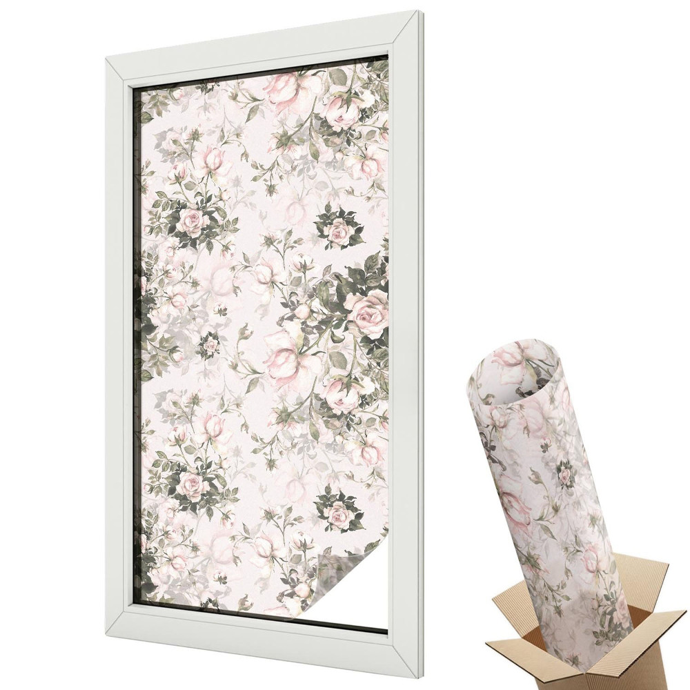 Mleczna folia na okno witraż Kwiatowe piękno