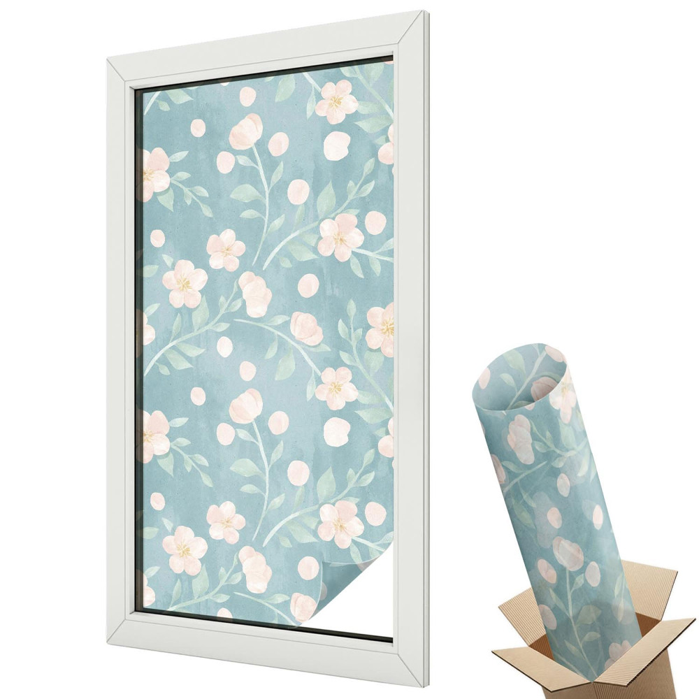 Witraż naklejka na okno Pastelowe kwiaty