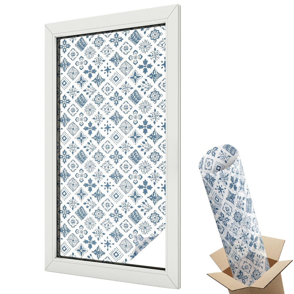 Witraż naklejka na okno Kwiatowy ornament