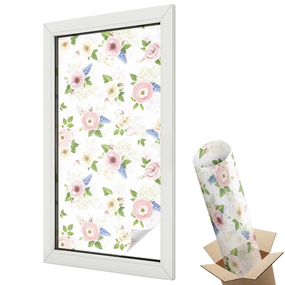 Witraż naklejka na okno Kwiatowy wzór