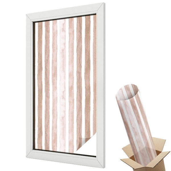 Mleczna folia na okno witraż Brązowe pasy