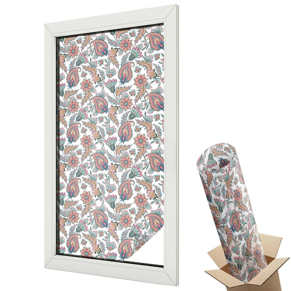 Witraż naklejka na okno Kwiatowa elegancja