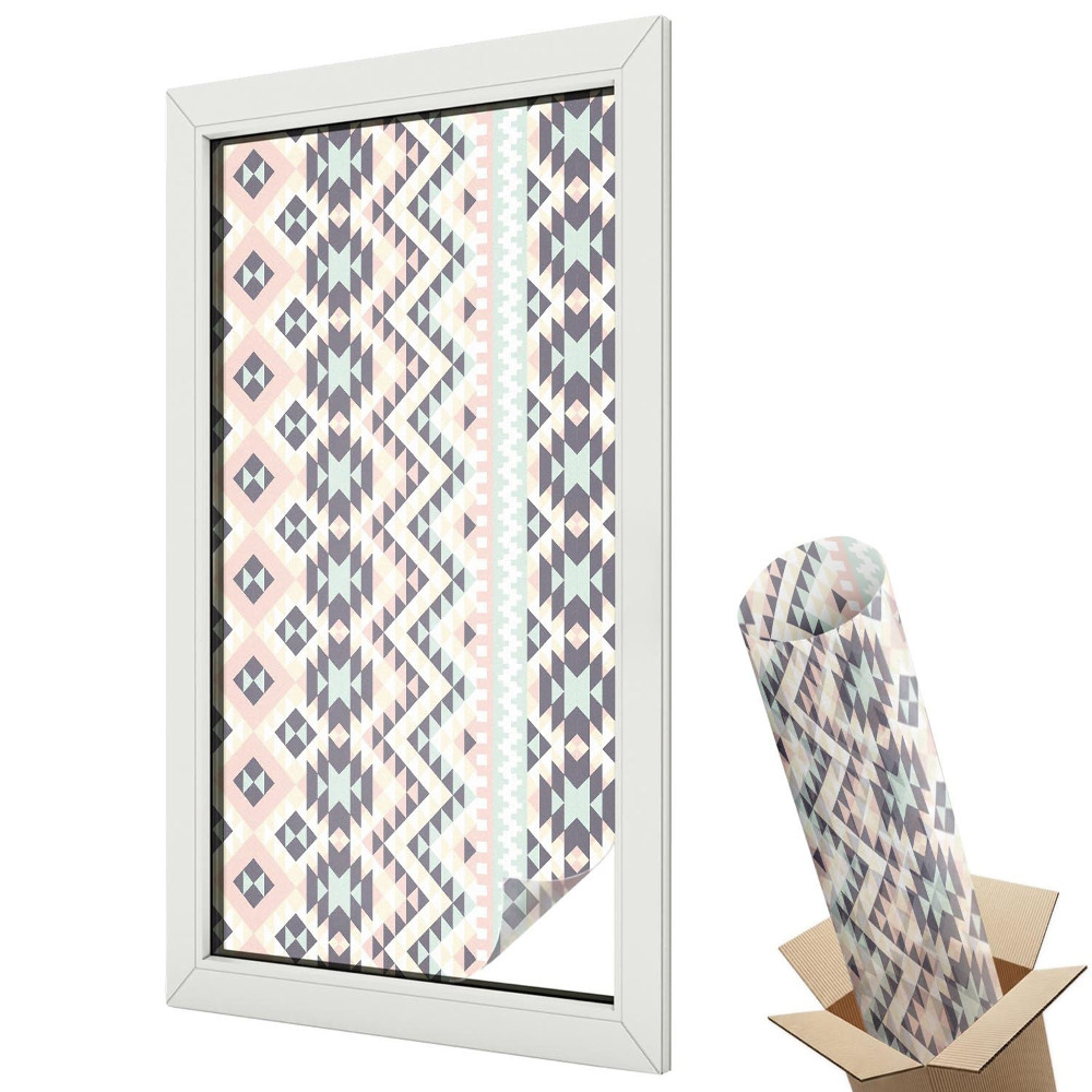 Mleczna folia na okno witraż Pastelowa geometria