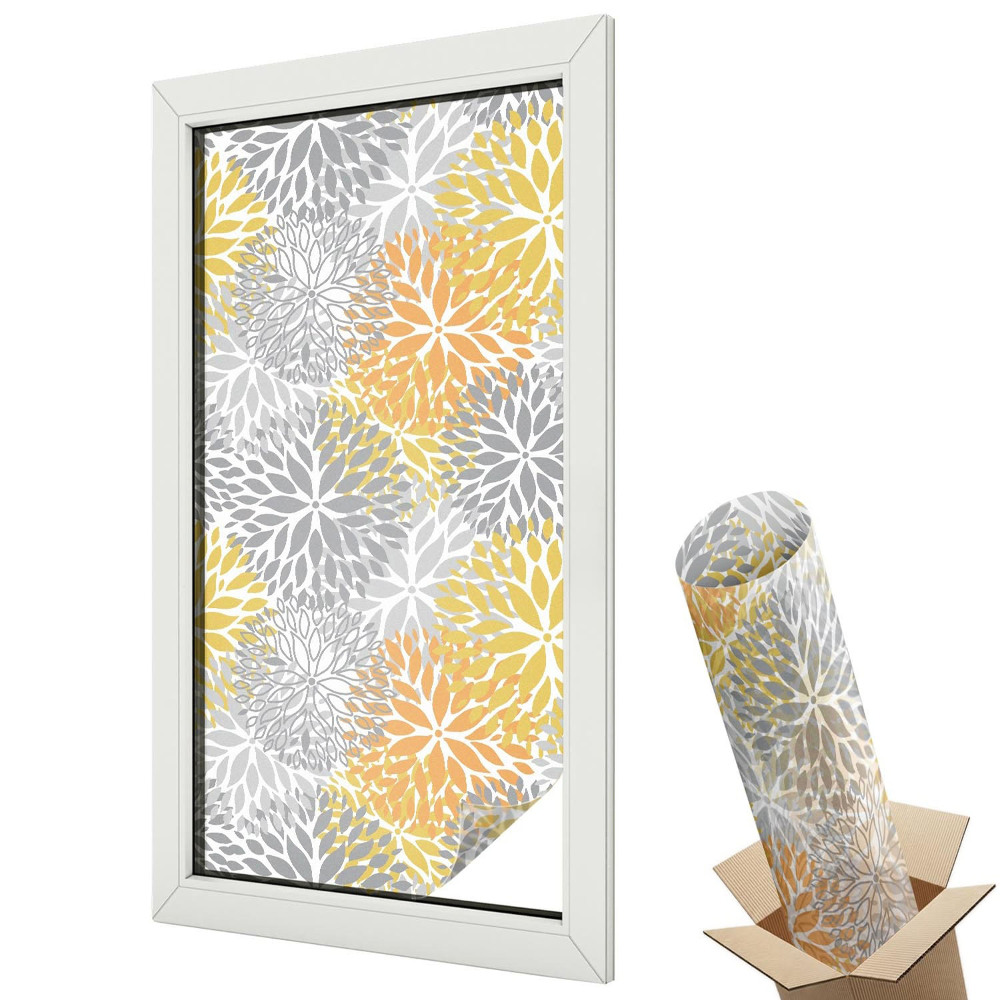 Witraż naklejka na okno Kolorowe kwiaty