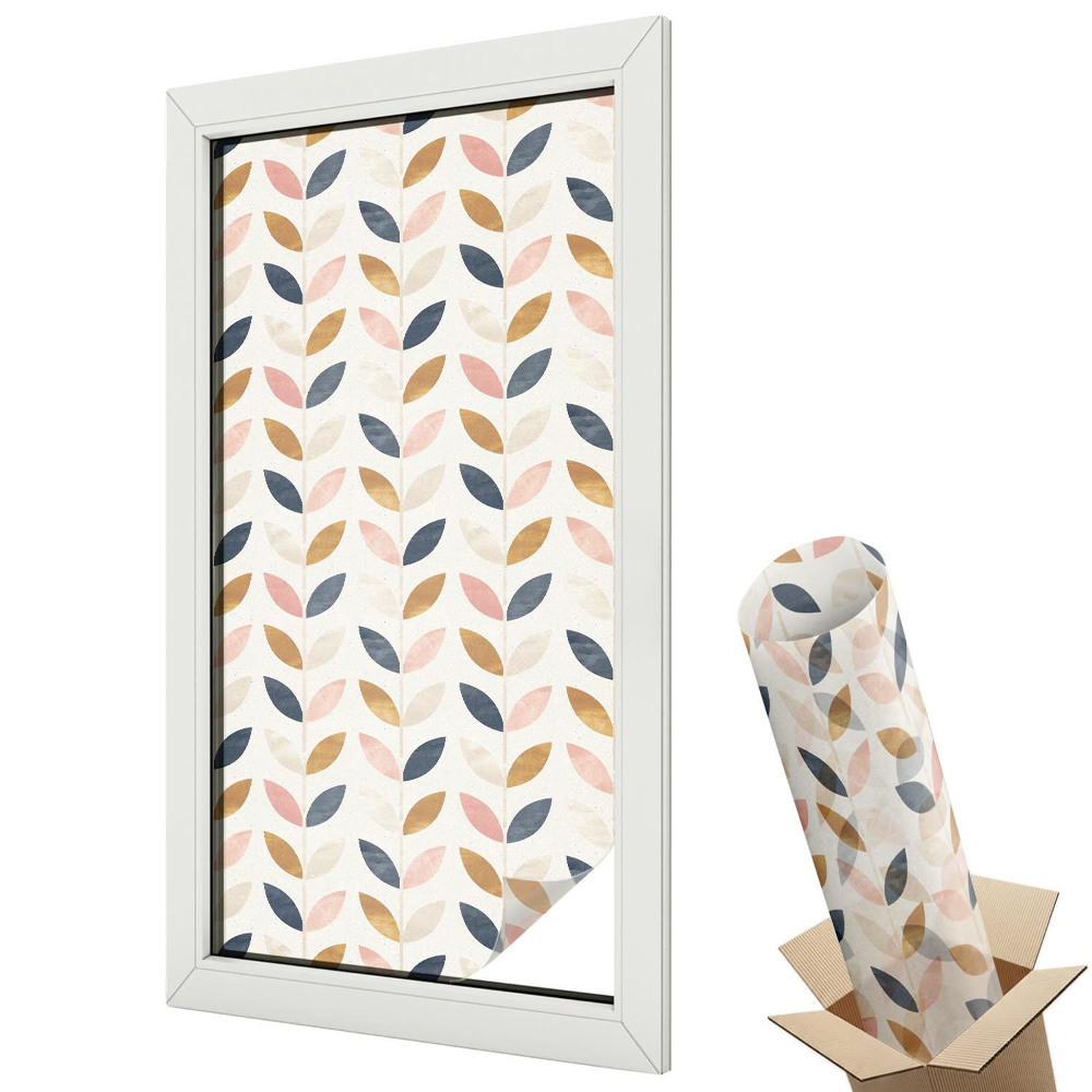 Witraż naklejka na okno Liście wzór