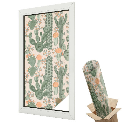 Witraż naklejka na okno Zielone sukulenty