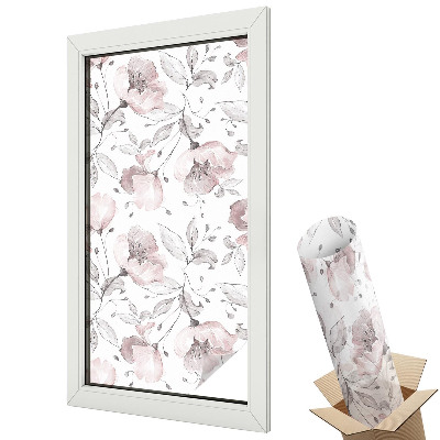 Mleczna folia na okno witraż Różane liście