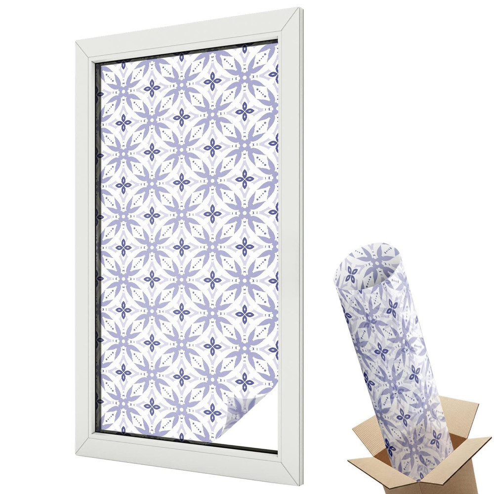 Mleczna folia na okno witraż Fioletowe wzory