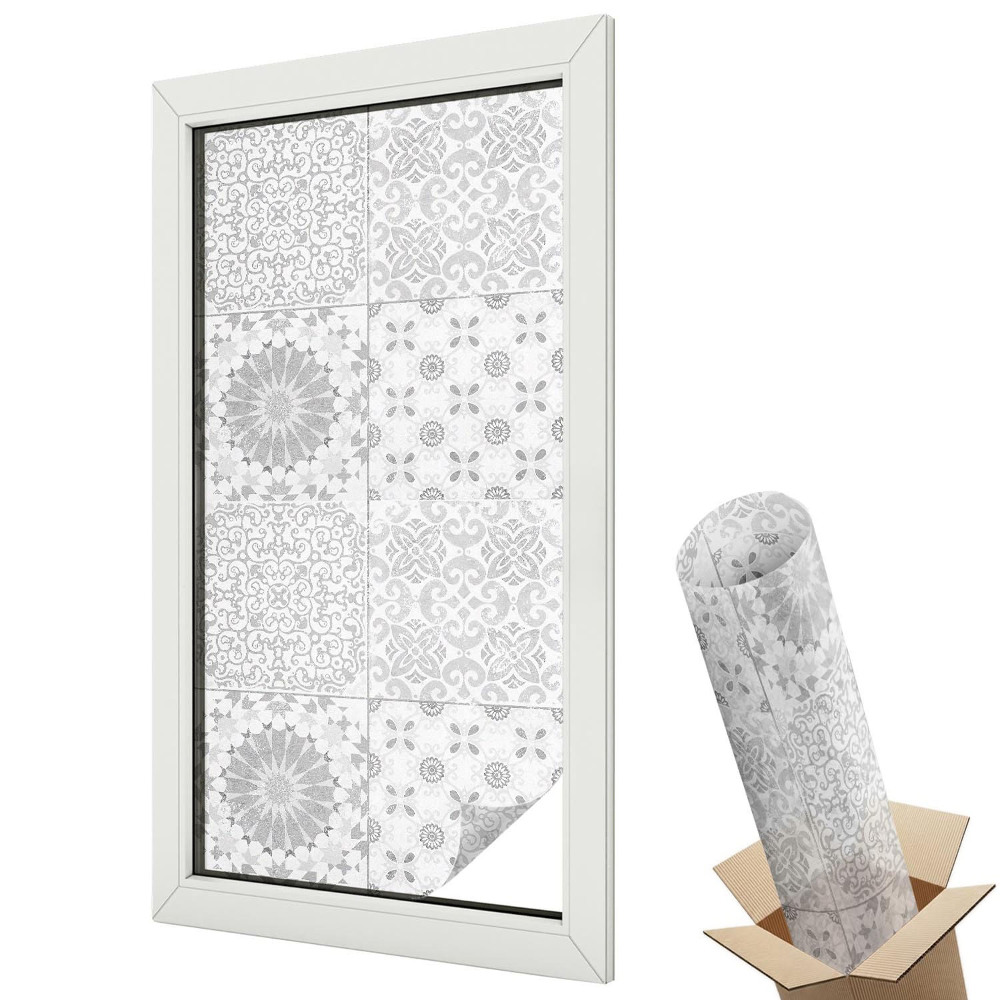 Mleczna folia na okno witraż Klasyczna elegancja