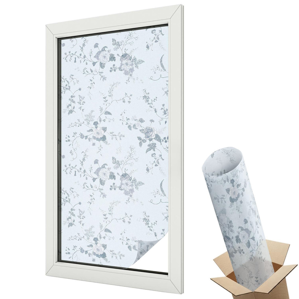 Mleczna folia na okno witraż Subtelne kwiaty