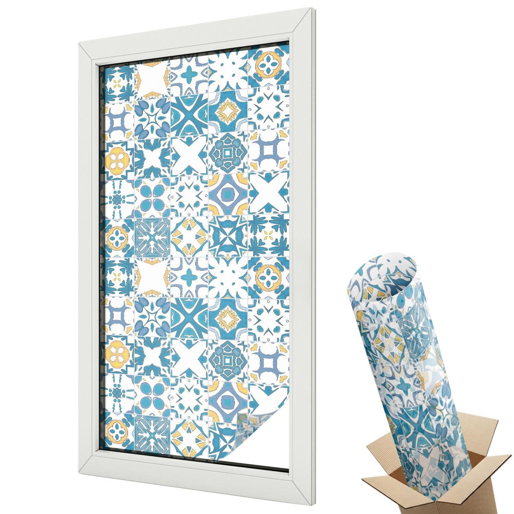 Mleczna folia na okno witraż Mozaika wzory