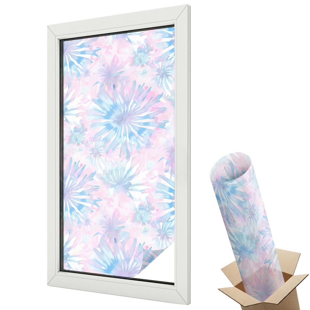 Mleczna folia na okno witraż Kwiatowe akwarele