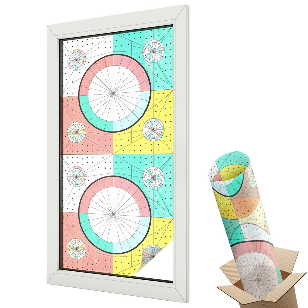 Mleczna folia na okno witraż Geometryczne koła