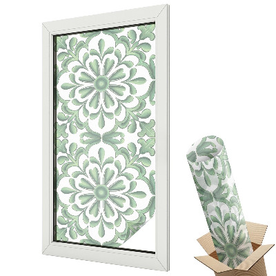 Mleczna folia na okno witraż Zielone liście