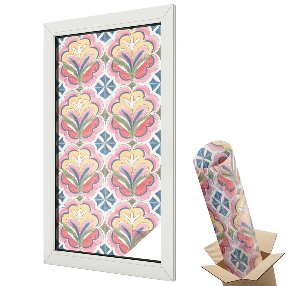 Witraż naklejka na okno Kwiatowe wzory