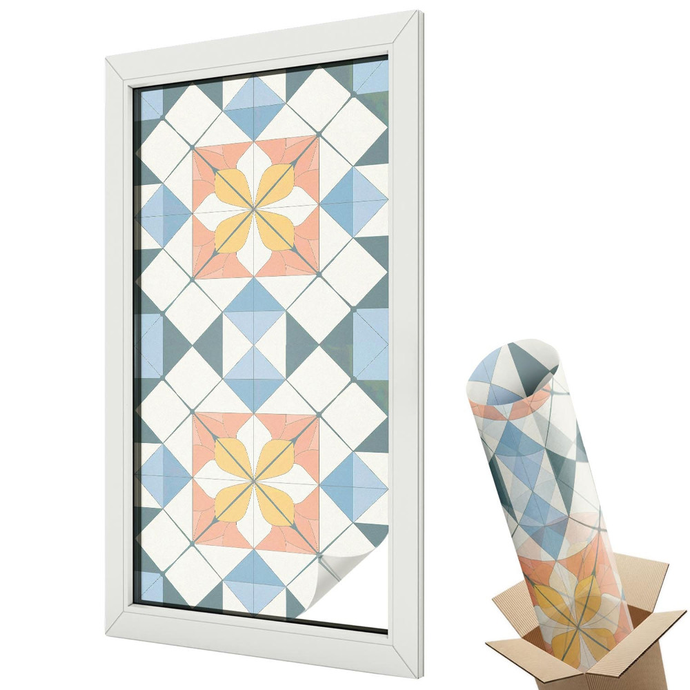 Witraż naklejka na okno Kolorowa symetria