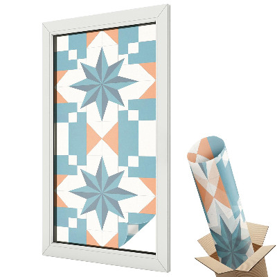 Mleczna folia na okno witraż Niebieskie gwiazdy