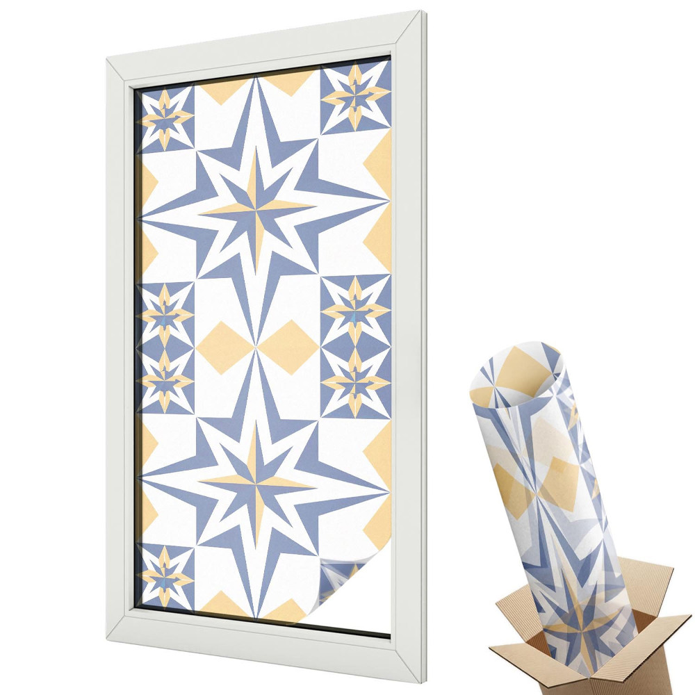 Witraż naklejka na okno Wzór gwiazdy