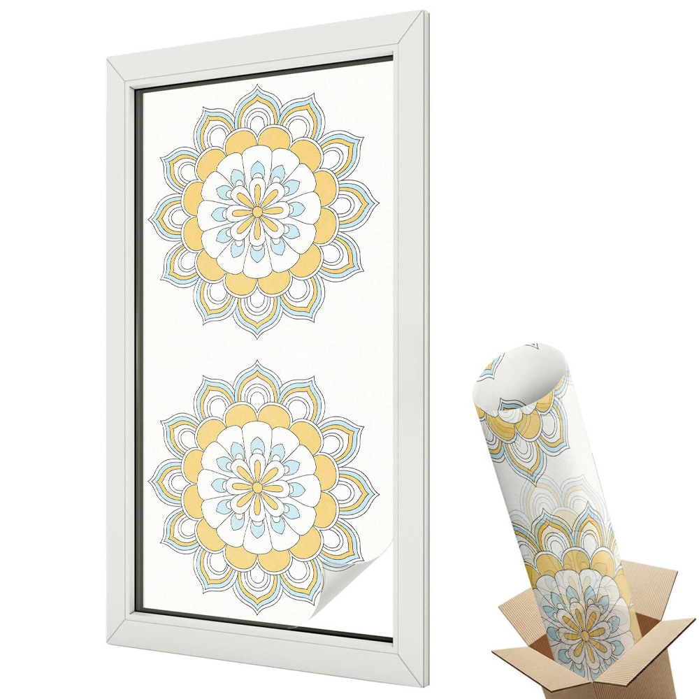 Mleczna folia na okno witraż Kolorowe mandale