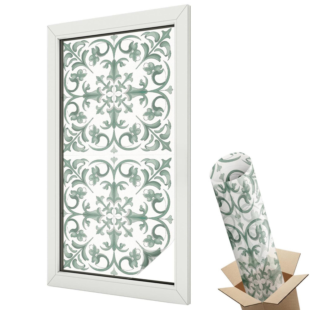 Witraż naklejka na okno Roślinne ornamenty