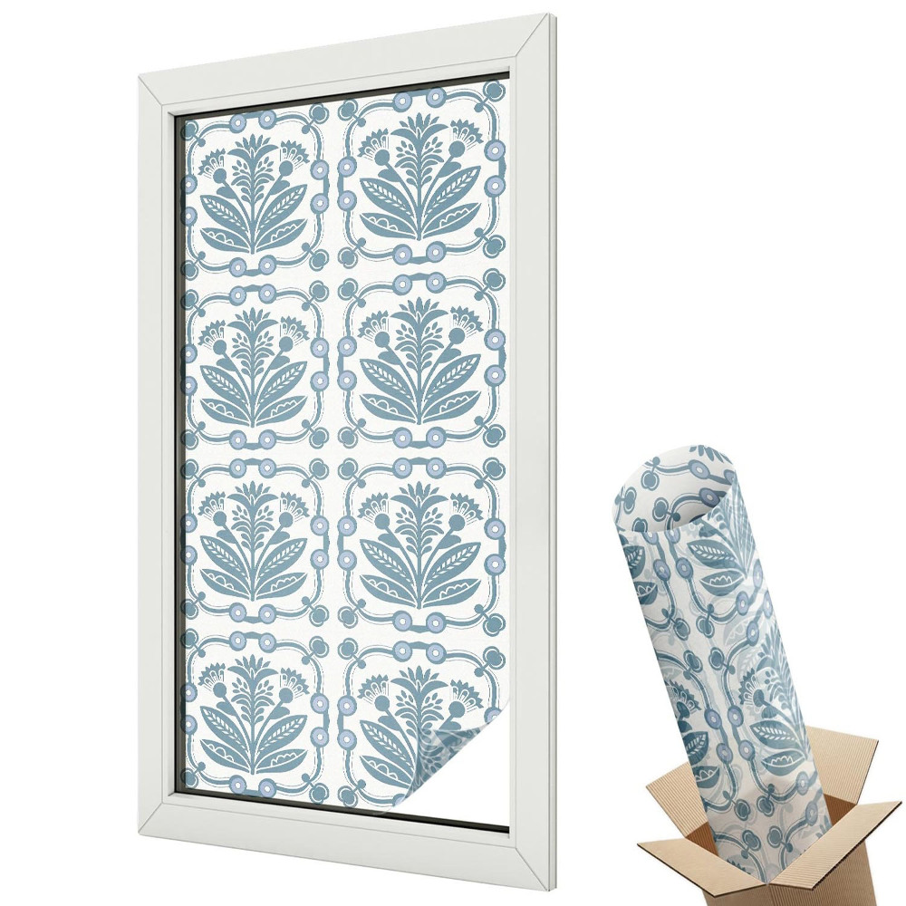 Witraż naklejka na okno Kwiatowy wzór