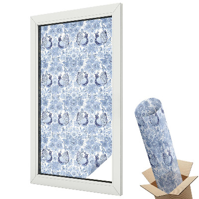 Witraż naklejka na okno Kwiatowy ptasi