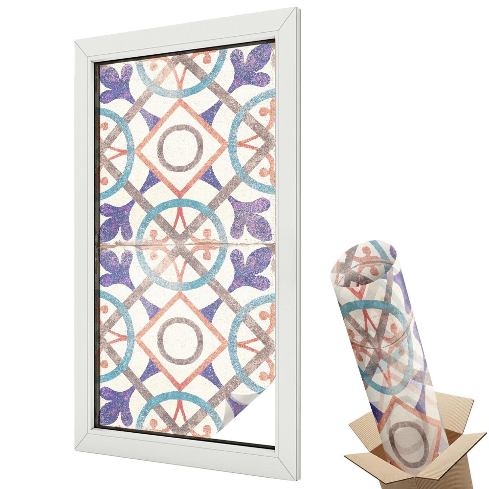 Witraż naklejka na okno Kolorowe mozaiki