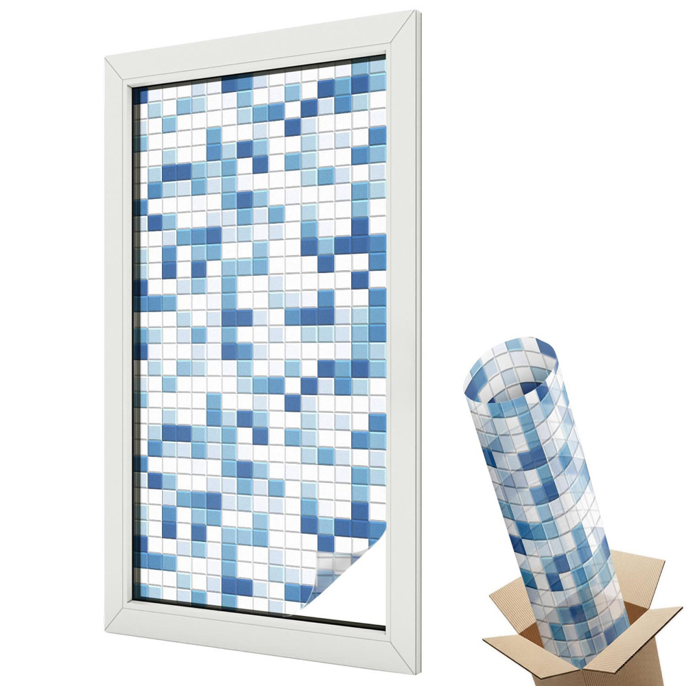 Mleczna folia na okno witraż Kafelkowa gra