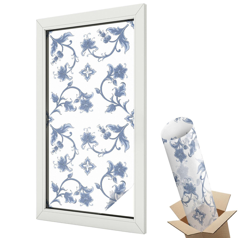 Witraż naklejka na okno Kwiatowy ornament