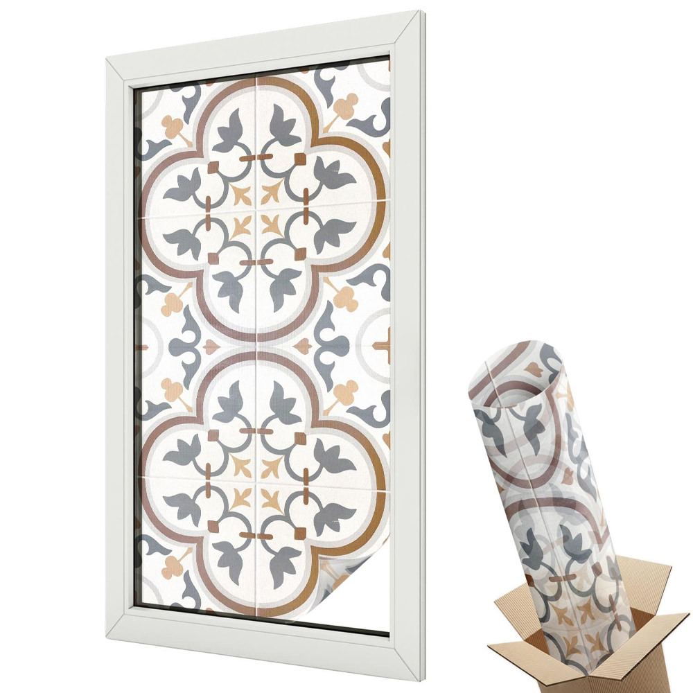 Witraż naklejka na okno Kaflowe ornamenty