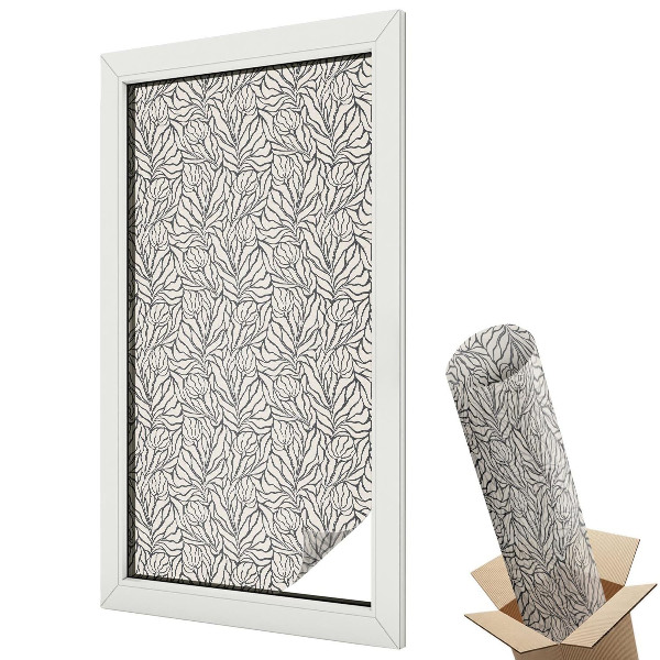 Mleczna folia na okno witraż Liście kwiaty