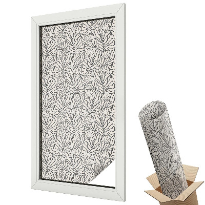 Mleczna folia na okno witraż Liście kwiaty