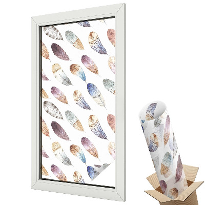 Witraż naklejka na okno Pióra boho
