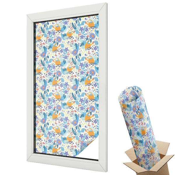 Mleczna folia na okno witraż Roślinny motyw