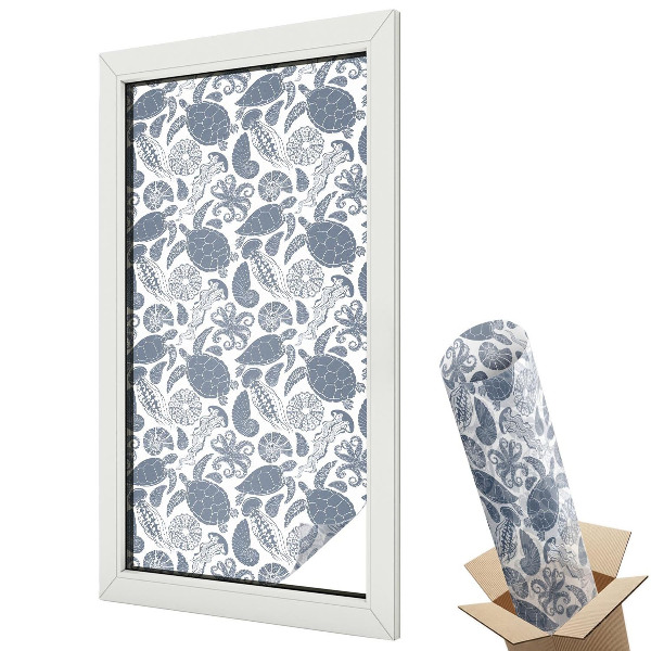 Mleczna folia na okno witraż Oceaniczne życie