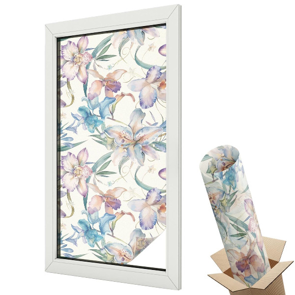 Mleczna folia na okno witraż Kwiatowy motyw