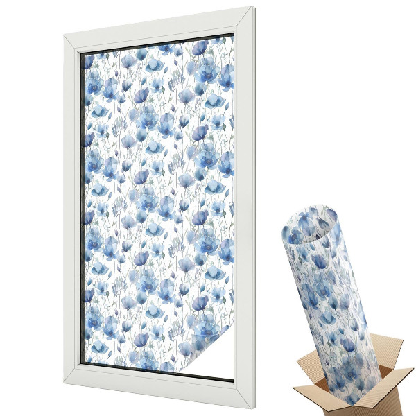 Mleczna folia na okno witraż Kwiaty akwarelą