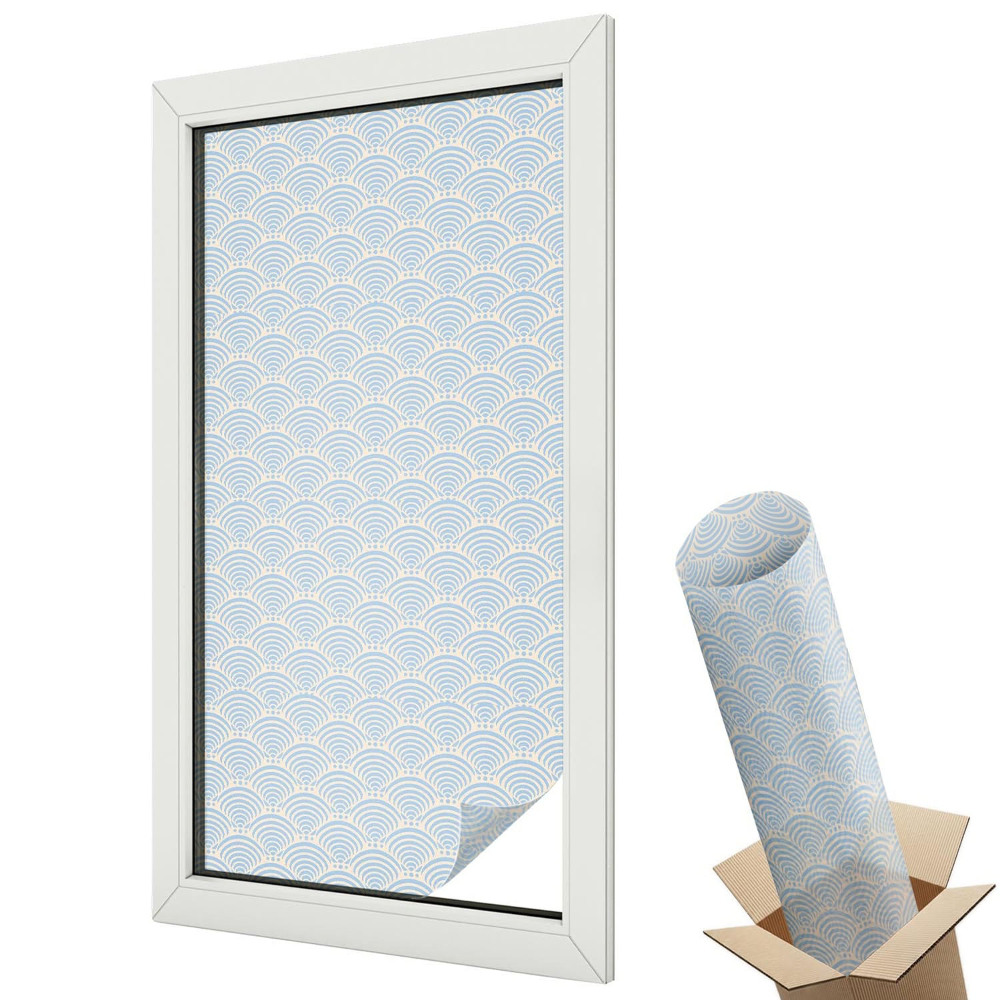 Mleczna folia na okno witraż Japońskie fale