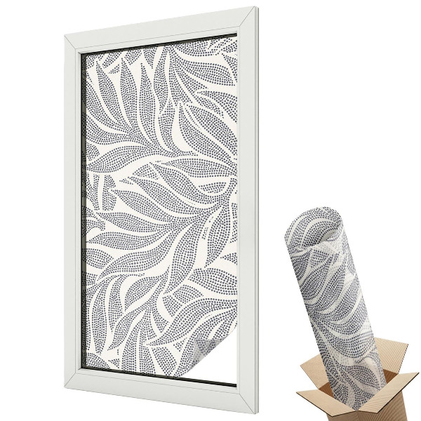 Mleczna folia na okno witraż Krople liści