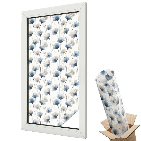 Witraż naklejka na okno Niebieskie kwiaty