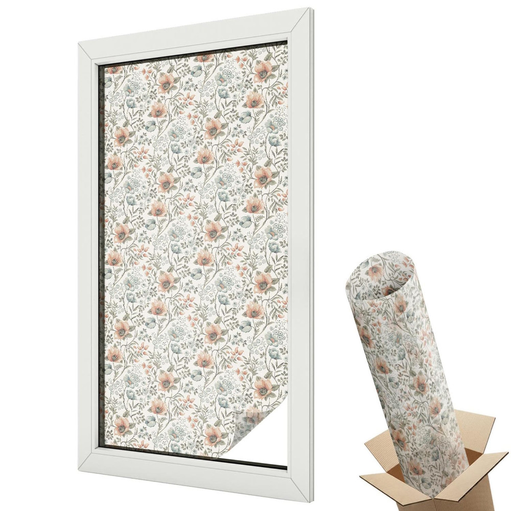 Mleczna folia na okno witraż Kwiatowy wzór