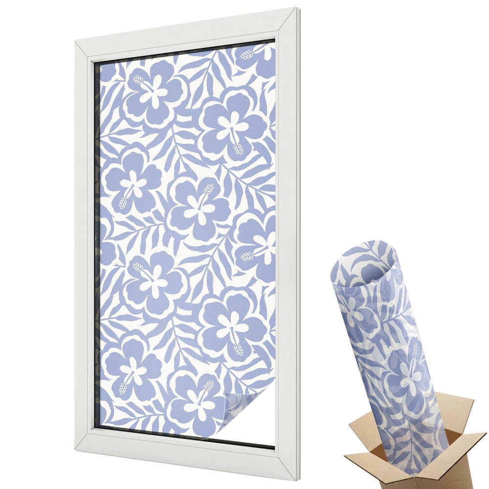 Witraż naklejka na okno Kwiaty hibiskusa