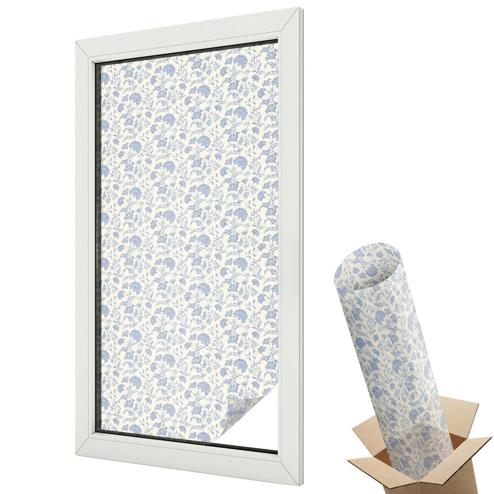 Mleczna folia na okno witraż Kwiatowy wzór