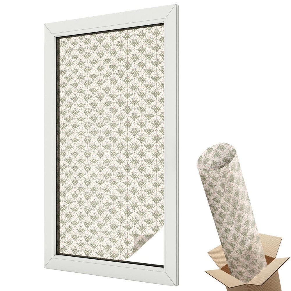 Mleczna folia na okno witraż Roślinne ornamenty