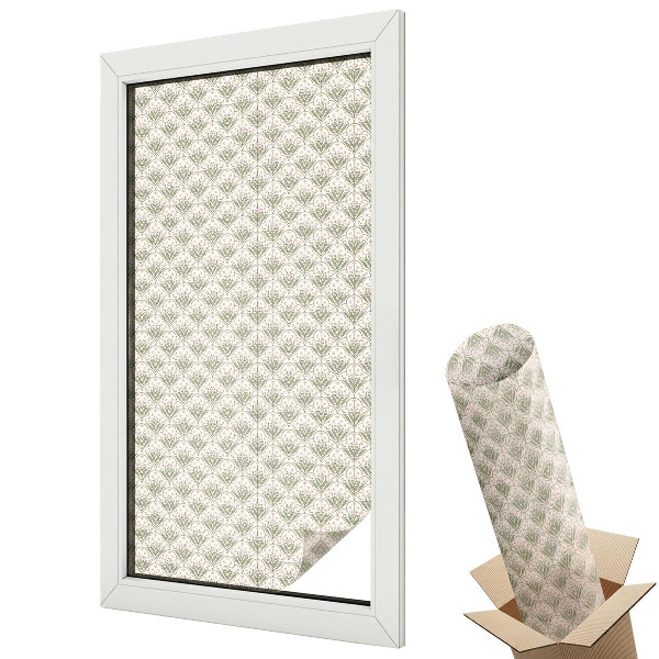 Mleczna folia na okno witraż Roślinne ornamenty