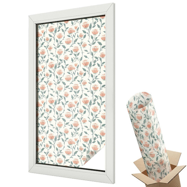 Witraż naklejka na okno Kwiatowy wzór