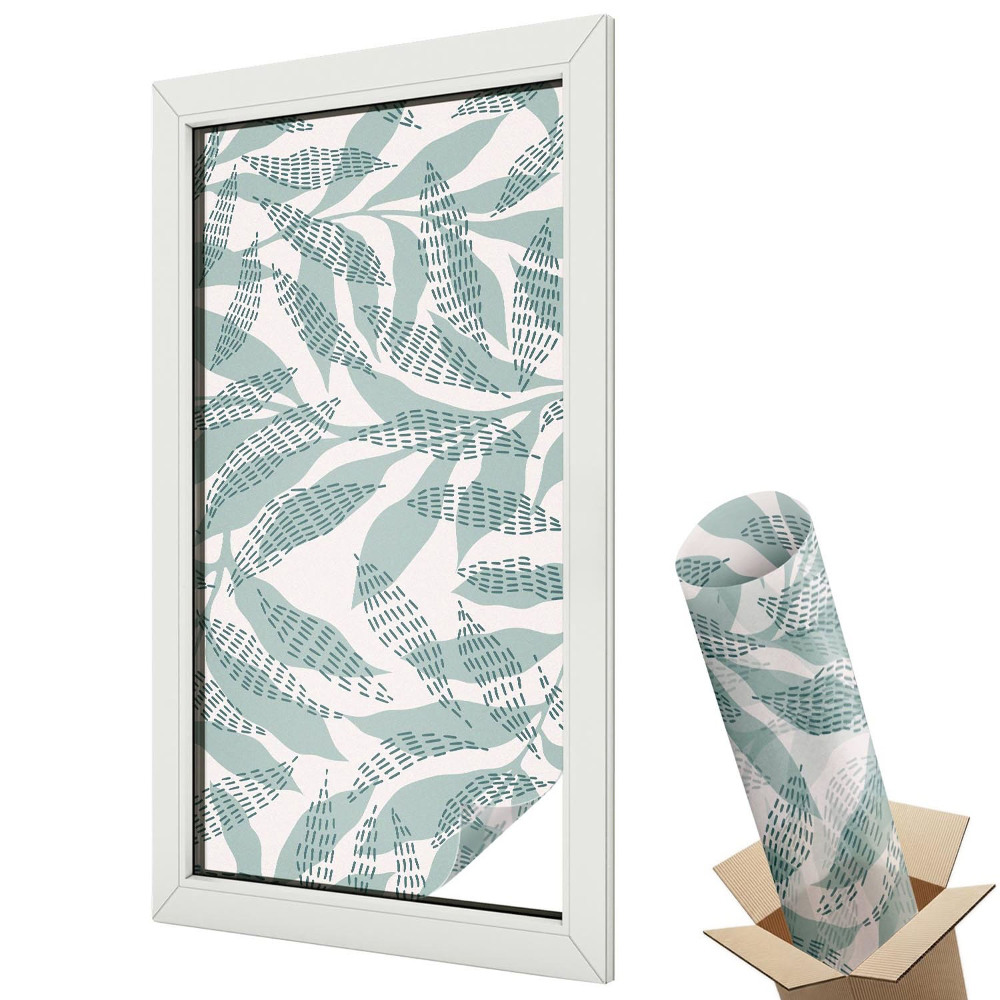 Witraż naklejka na okno Zielone liście