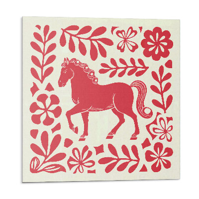 Płytki ścienne Stylizowany koń wśród roślin