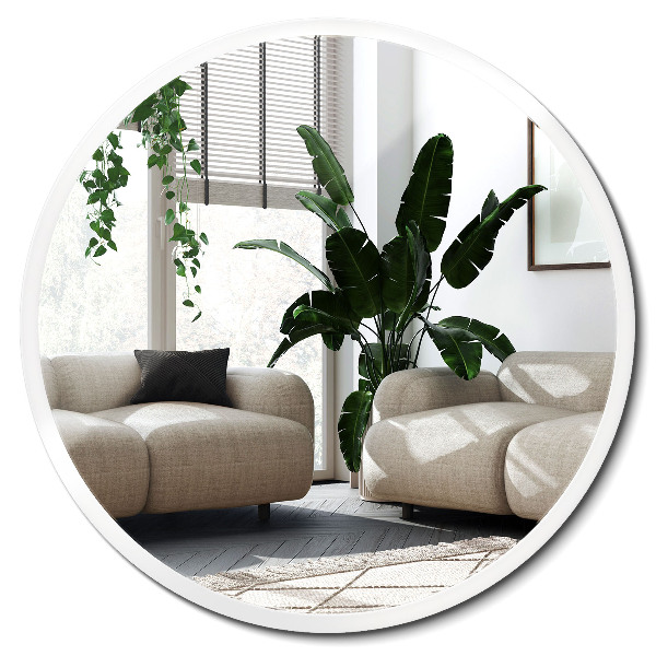 Lustro okrągłe z białą ramą