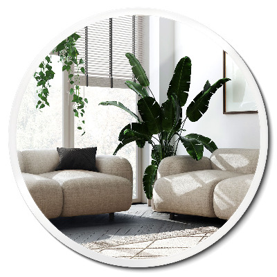 Lustro okrągłe z białą ramą